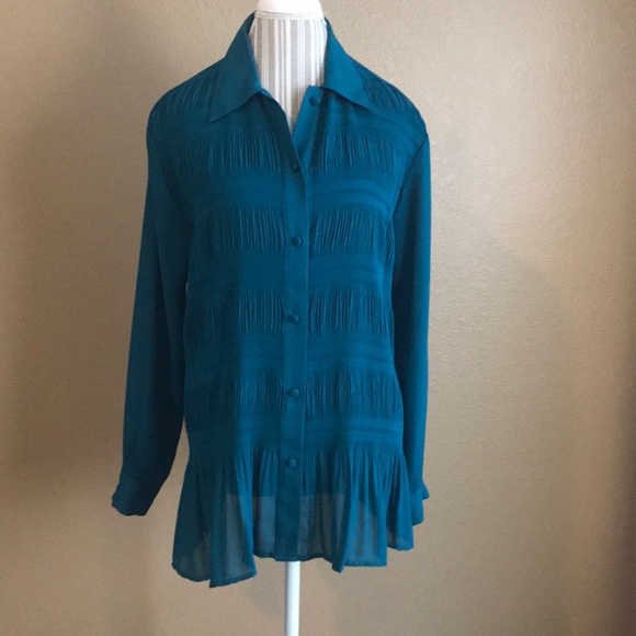 Vintage Gantos Blouse Aqua Women’s Y2K size M - Picture 1 of 4